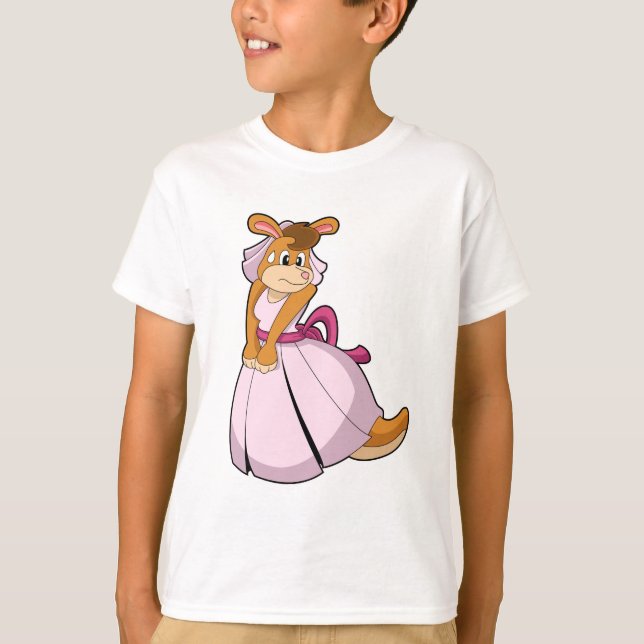 Kangaroo as Bride with Wedding dress T-Shirt (Front)