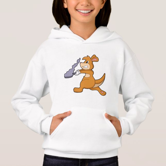 Kangaroo as Cook with Pan Hoodie (Front)