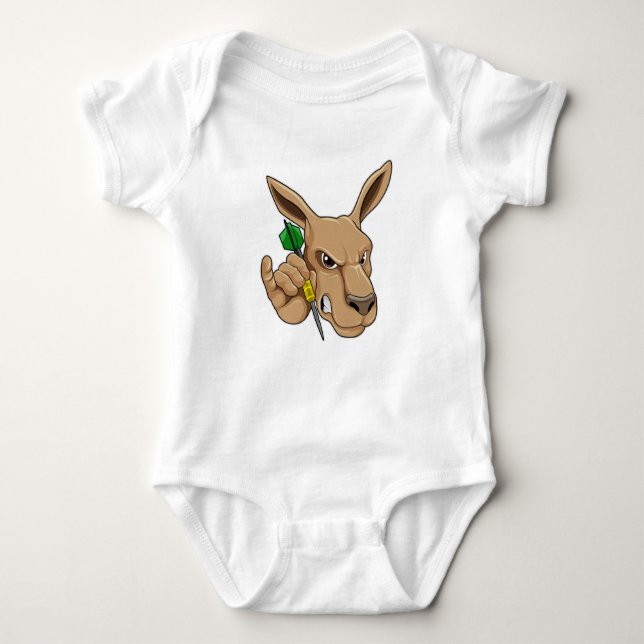 Kangaroo as Dart player with Dart Baby Bodysuit (Front)