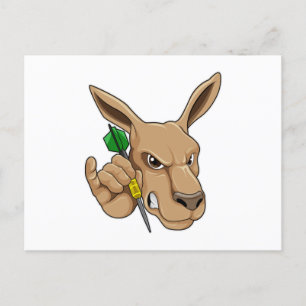 Kangaroo as Dart player with Dart Postcard