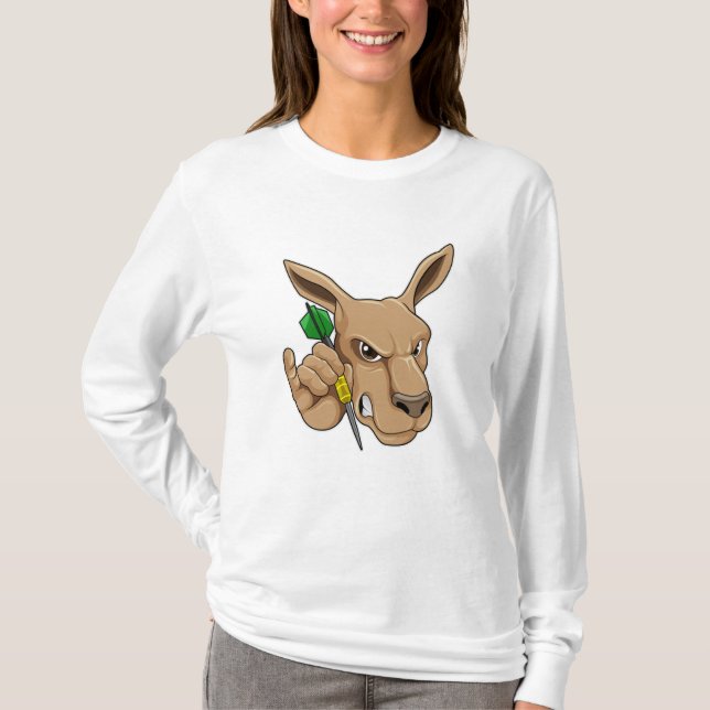 Kangaroo as Dart player with Dart T-Shirt (Front)