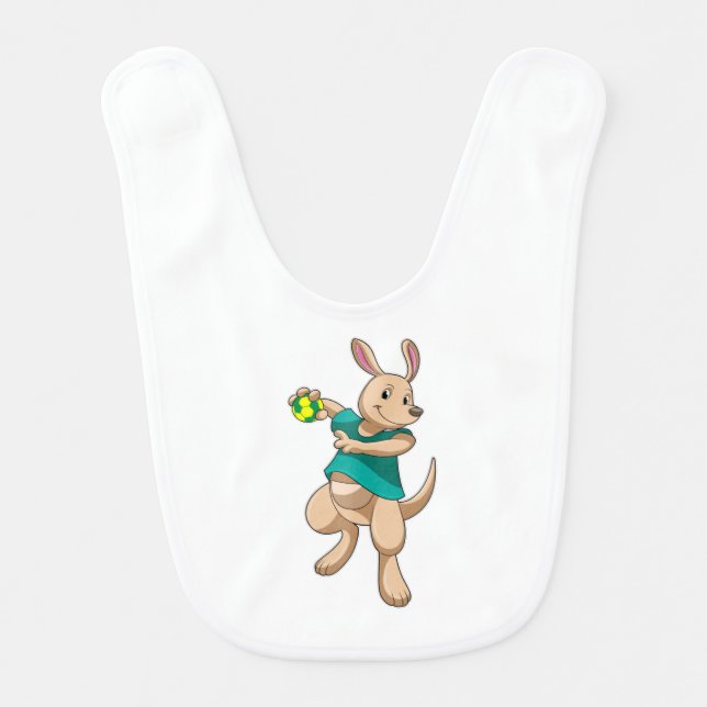 Kangaroo as Handball player with Handball Baby Bib (Front)