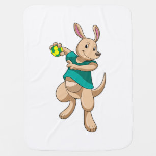 Kangaroo as Handball player with Handball Baby Blanket