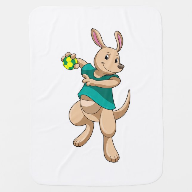 Kangaroo as Handball player with Handball Baby Blanket (Front)