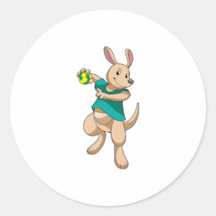 Kangaroo as Handball player with Handball Classic Round Sticker