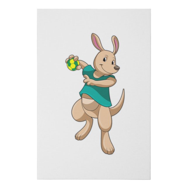 Kangaroo as Handball player with Handball Faux Canvas Print (Front)