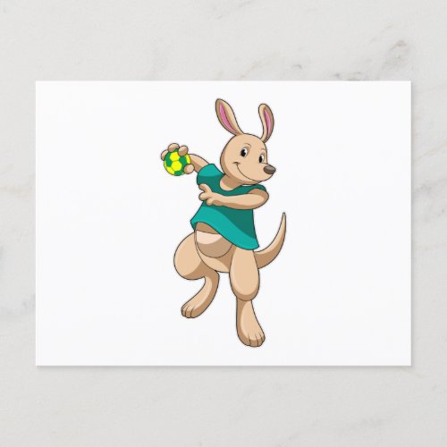 Kangaroo as Handball player with Handball Postcard