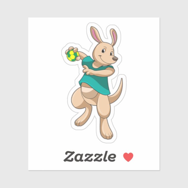Kangaroo as Handball player with Handball Sticker (Sheet)