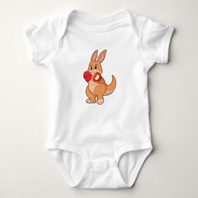 Kangaroo at Boxing with Boxing gloves Baby Bodysuit (Front)