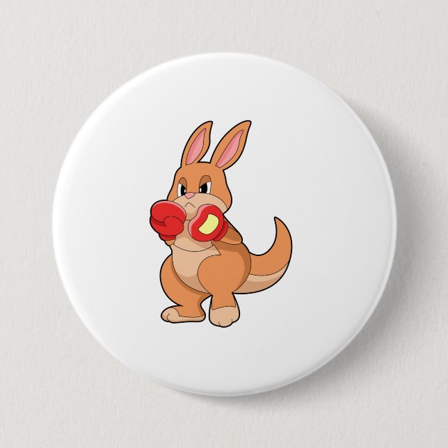 Kangaroo at Boxing with Boxing gloves Button (Front)