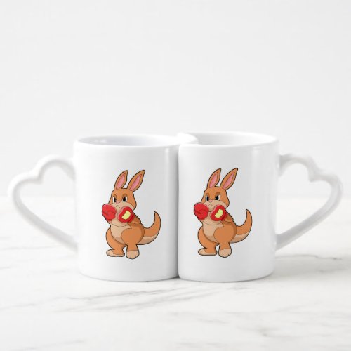 Kangaroo at Boxing with Boxing gloves Coffee Mug Set