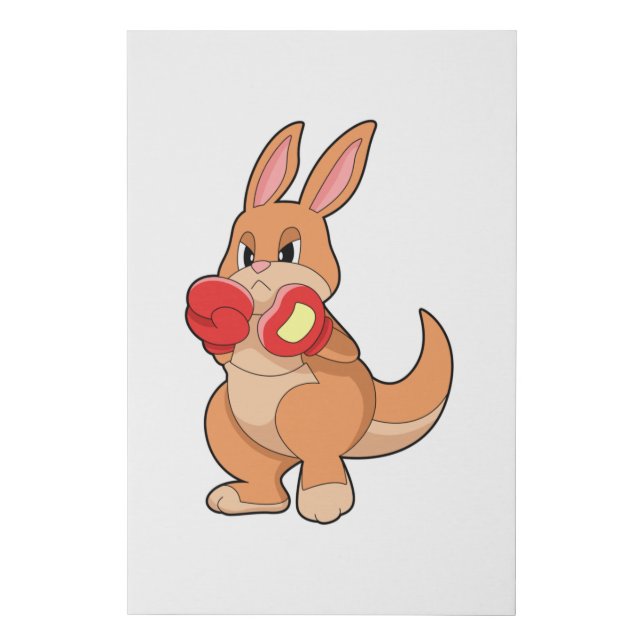 Kangaroo at Boxing with Boxing gloves Faux Canvas Print (Front)