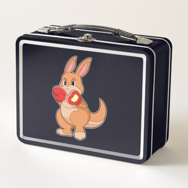 Kangaroo at Boxing with Boxing gloves Metal Lunch Box (Front)