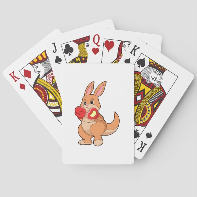 Kangaroo at Boxing with Boxing gloves Poker Cards (Back)