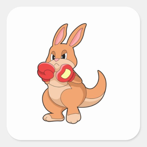 Kangaroo at Boxing with Boxing gloves Square Sticker