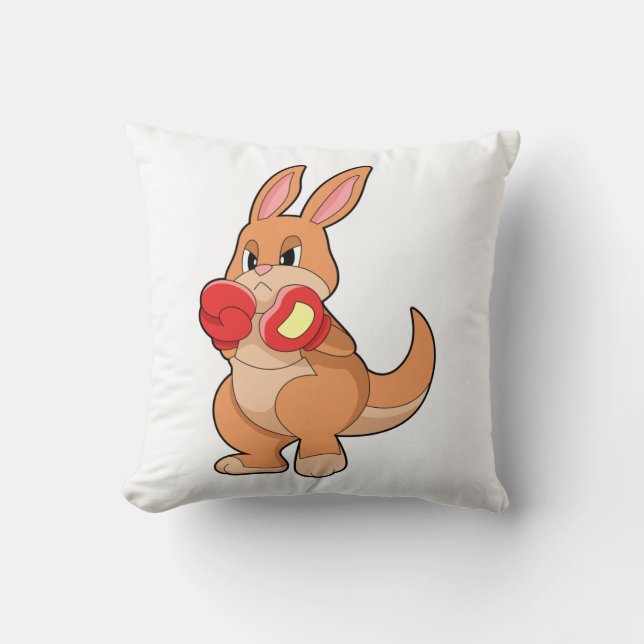 Kangaroo at Boxing with Boxing gloves Throw Pillow (Front)