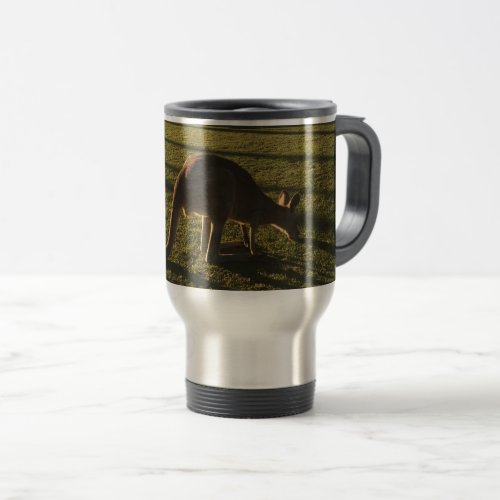 Kangaroo at dusk travel mug