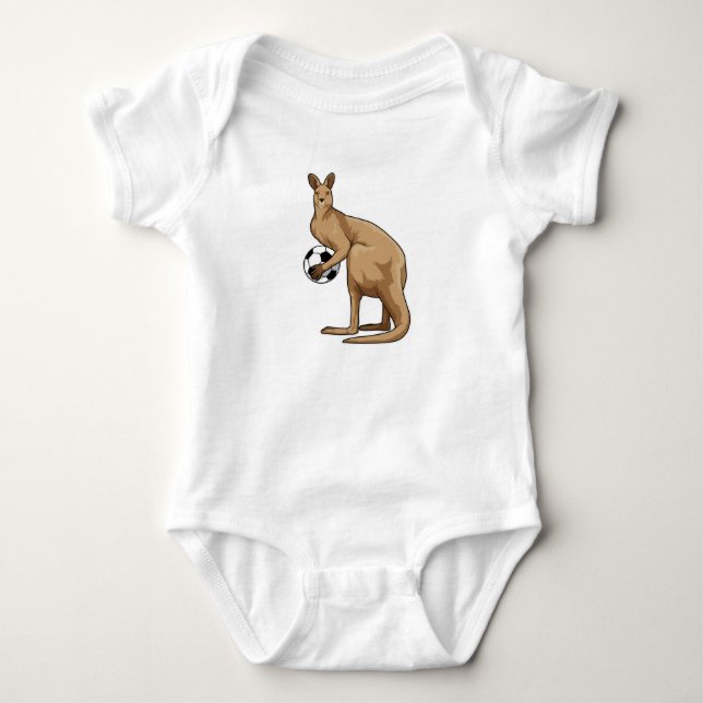 Kangaroo at Soccer Sports Baby Bodysuit (Front)