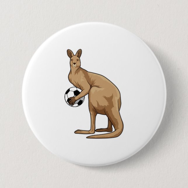 Kangaroo at Soccer Sports Button (Front)
