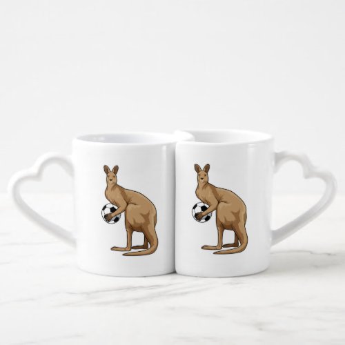 Kangaroo at Soccer Sports Coffee Mug Set