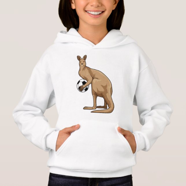 Kangaroo at Soccer Sports Hoodie (Front)