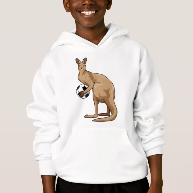 Kangaroo at Soccer Sports Hoodie (Front)