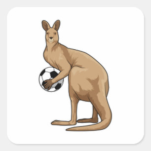 Kangaroo at Soccer Sports Square Sticker