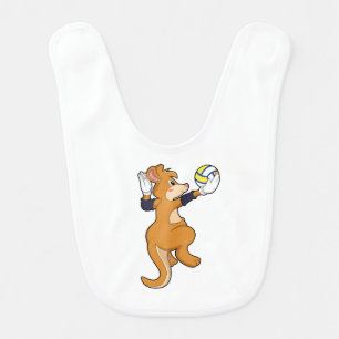 Kangaroo at Volleyball Sports Baby Bib