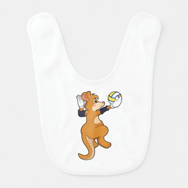 Kangaroo at Volleyball Sports Baby Bib (Front)