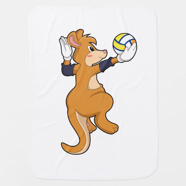 Kangaroo at Volleyball Sports Baby Blanket (Front)