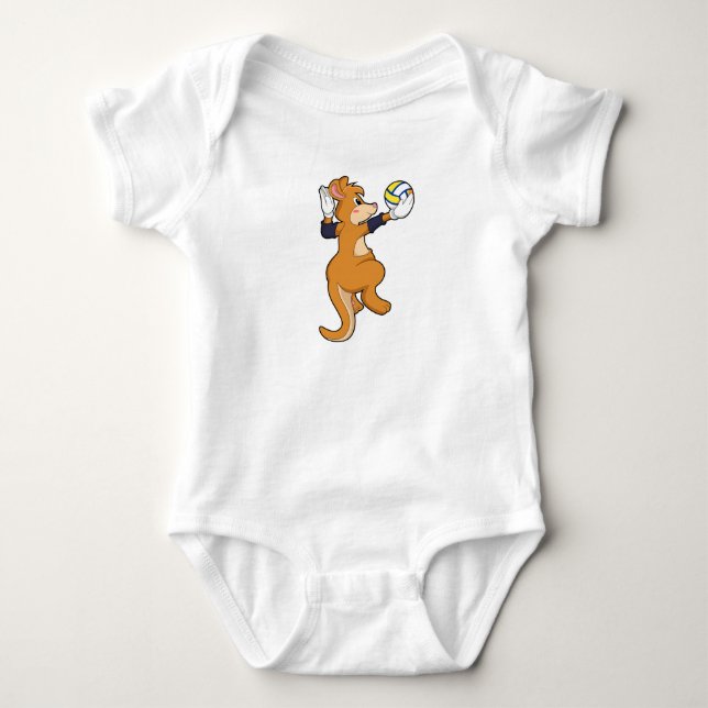 Kangaroo at Volleyball Sports Baby Bodysuit (Front)
