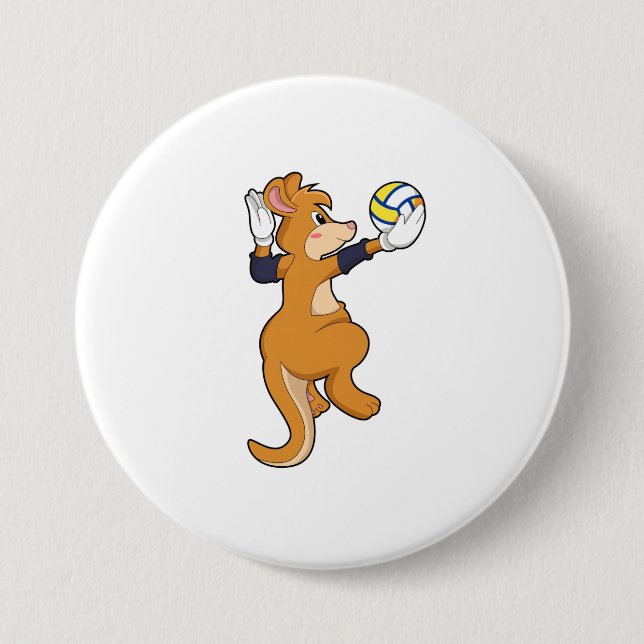Kangaroo at Volleyball Sports Button (Front)