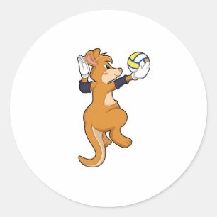 Kangaroo at Volleyball Sports Classic Round Sticker