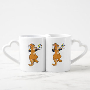 Kangaroo at Volleyball Sports Coffee Mug Set