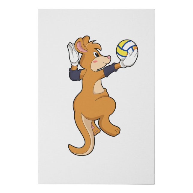 Kangaroo at Volleyball Sports Faux Canvas Print (Front)