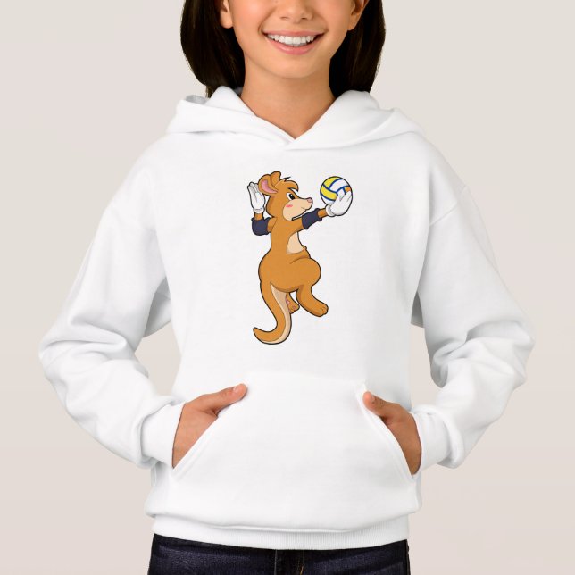 Kangaroo at Volleyball Sports Hoodie (Front)