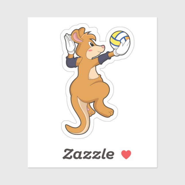 Kangaroo at Volleyball Sports Sticker (Sheet)