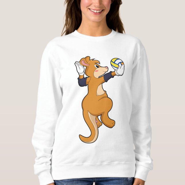 Kangaroo at Volleyball Sports Sweatshirt (Front)