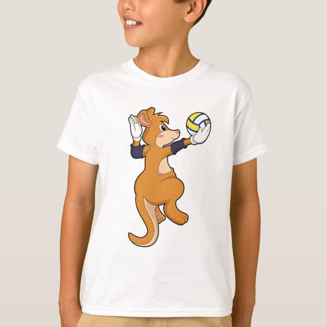 Kangaroo at Volleyball Sports T-Shirt (Front)
