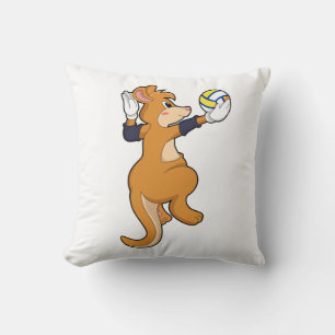Kangaroo at Volleyball Sports Throw Pillow