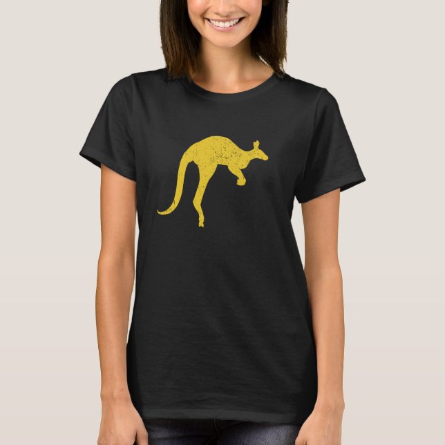 Kangaroo Aussie Australia Roo Yellow Kangaroo T-Shirt (Front)