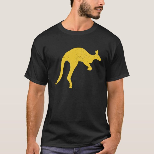 Kangaroo Aussie Australia Roo Yellow Kangaroo T-Shirt (Front)