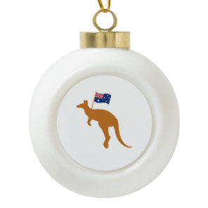 kangaroo australia flag ceramic ball christmas ornament
