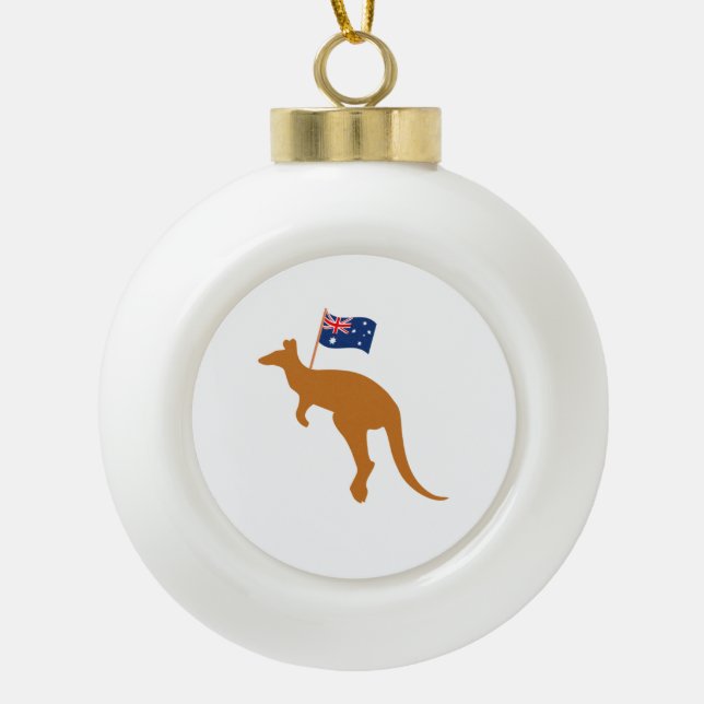 kangaroo australia flag ceramic ball christmas ornament (Front)