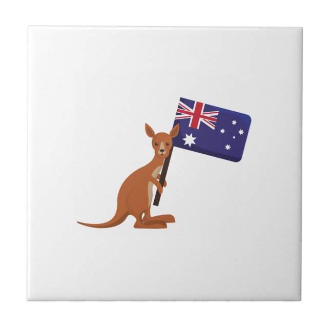 kangaroo australia flag ceramic tile (Front)