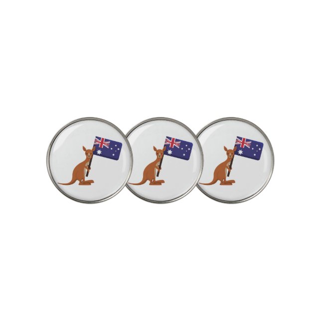 kangaroo australia flag golf ball marker (3 Up)