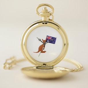kangaroo australia flag pocket watch