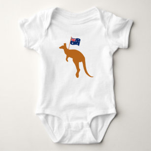 kangaroo australia flag white baby bodysuit