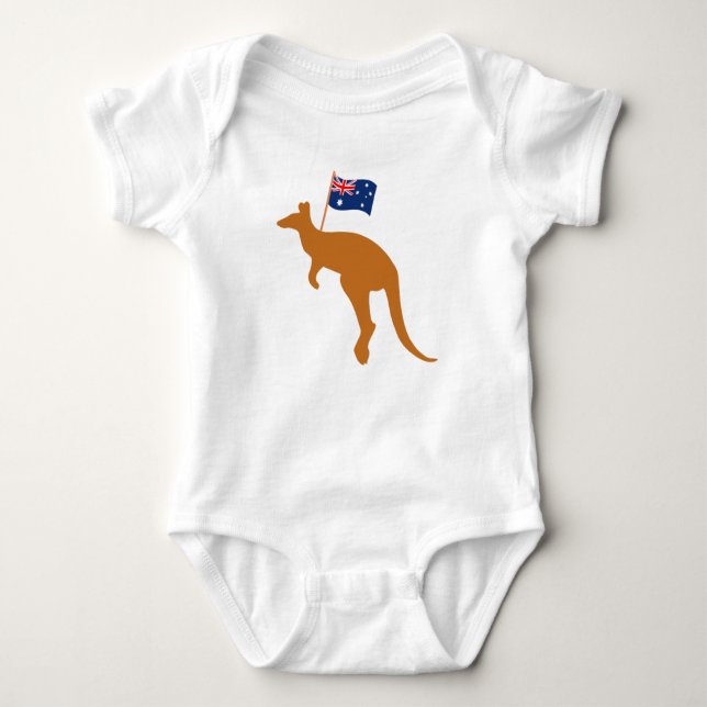 kangaroo australia flag white baby bodysuit (Front)