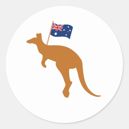 kangaroo australia flag white classic round sticker